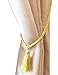 Home Queen Decorative Tassel Rope Tie Backs for Window Curtain, Hand Knitting Buckle Cord Drapery Holdbacks, Set of 2, Yellow