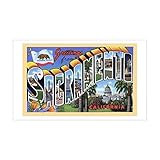 CafePress - Sacramento California Greetings Sticker (Rectangul - Rectangle Bumper Sticker Car Decal