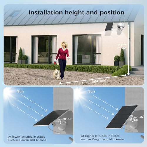 Hiseeu - Cámara de Seguridad con Panel Solar para Exteriores, WiFi de 2.4 G y 5 G, visión Nocturna a Color, visión de 360°, panorámica e inclinación, cámara 100% inalámbrica Compatible con Sistema de