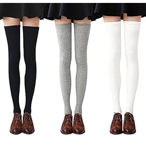 Chalier 3 paar kniekousen Overknee kousen dames lange gestreepte sokken Thigh High Socks MEHRWEG