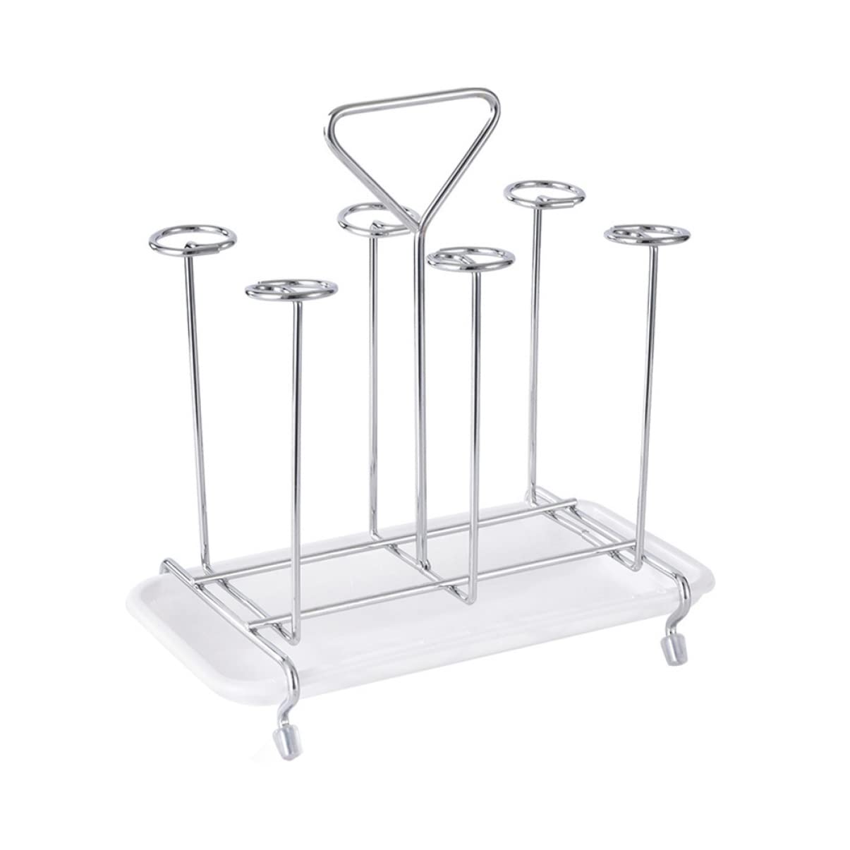 BESTonZON Mug Draining Rack, Metal Mug Holders for Kitchen with 6 Hooks for Large Mugs, Easy to Place Cup Stand for Mugs, 26 x 25 x 13.7cm