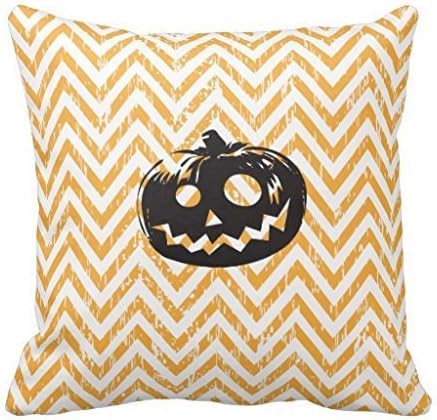 JulianArtsale Halloween Pumpkin Chevron Retro Cotton Linen Square Throw Pillow Case Shell Decorative Cushion Cover Pillowcase 18x 18 Inches
