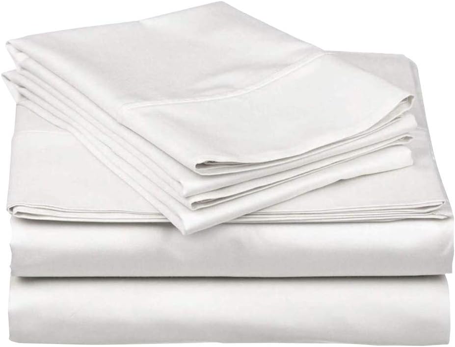 Linenaffairs Sheet Set – Includes 1 Flat Sheet, 1 Fitted Sheet + 2 Pillowcases – 400 Thread Count – 100 Percent Long-Staple Cotton - White Solid - King