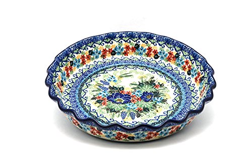 Click Here to See More Images Polish Pottery Baker - Pie Dish - Fluted - Unikat Signature U4695