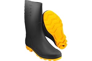 Vonder, Bota De Pvc Preta Com Solado Amarelo, 42, Cano Médio, Com Forro.