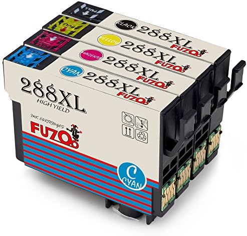 FUZOO High Yield 288XL Remanufactured Ink Cartridge replacement for 288 ink, 1 Set (1 Black 1 Cyan 1 Magenta 1 Yellow), compatible for Expression Home XP-330 XP-340 XP-430 XP-440 XP-434 XP-446 Printer