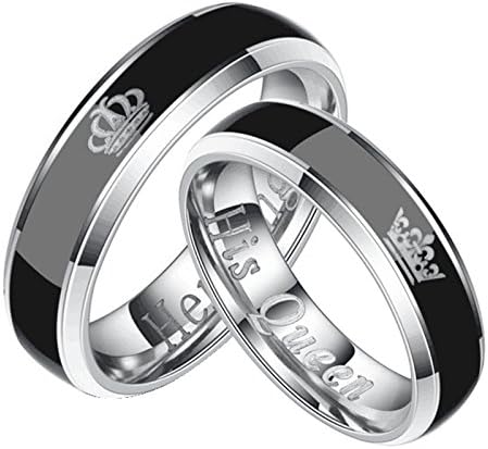 Blisfille Jewellery Ring Tags Jewelry Wedding Band Gold Couple Rings Black Ring Size J 1/2-X 1/2