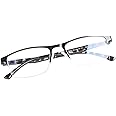 FONHCOO Reading Glasses for Women Men, Blue Light Blocking Reading Glasses Metal Half Frame Computer Readers Anti UV/Glare