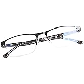 FONHCOO Reading Glasses for Women Men, Blue Light Blocking Reading Glasses Metal Half Frame Computer Readers Anti UV/Glare