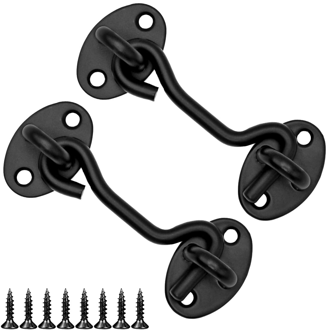 LICQIC 2 Pcs Cabin Hook, Gate Latch Hook, Stainless Steel Eye Latch for Garage, Shed Door, Window