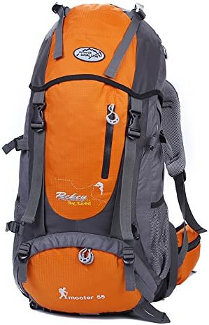 Elveest Multifunctional Unisex 55L Waterproof Internal Frame Hiking Daypack Camping Backpack Travel Trekking Mountaineer Rucksacks School Bag -Orange