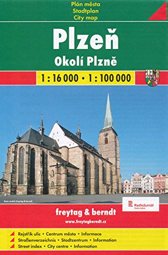Plzen - Pilsen (Czech Republic) 1:16,000 Street Map & Environs 1:100,000 by Freytag