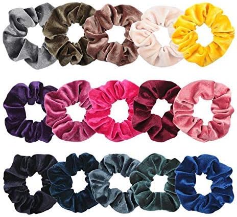 NTRH Hair Scrunchies 15 Pieces Velvet Scrunchies Elastics Scrunchy Bobbles Soft Hair Bands Hair Ties(15 Colors)