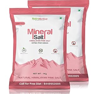 NutroActive MineralSalt Himalayan Pink Rock Salt Extra Fine Grain (0 -0.5 mm) Jumbo Pack-1 kg- Pack of 2