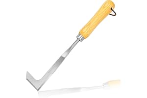 KLDOLLAR Crack Weeder Crevice Weeding Tool, Stainless Steel Weed Crevice Tool Manual Weeder, Ash Handle Lawn Yard Gardening Tool Gardening Gift