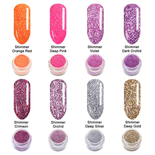 Dip Powder 8 Sparkle Color Kit 0.5 oz/bot. Acrylic Nail Dipping Color