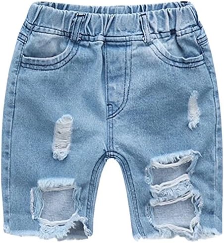 LATUD Boy's Ripped Holes Pull-On Denim Jeans Shorts Blue 6-7 Years/Tag 130