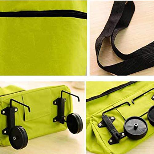 Kaimu Foldable Reusable Bag Rolling Wheel Shopping Cart Tote Handbag Reusable Grocery Bags - Thumbnail 3