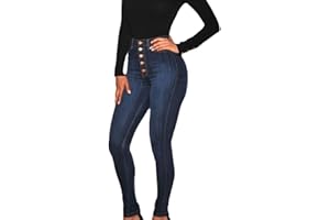 Maiyifu-GJ Butt Lifting Skinny Jeans for Women 5 Button Up High Waisted Jeans Casual Stretch Slim Fit Denim Pants (Dark Blue,3X-Large)
