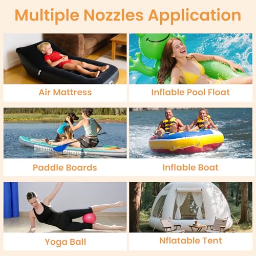 Aoiiefe Portable Rechargeable Electric SUP Paddle Board Pump, Intelligent Dual Stage Inflation&Deflation, Up to 20PSI and Auto-Off for Stand UP Paddle Boards, Kayaks, Tents