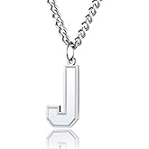 ChainsPro Initial A-Z Necklace for Boys - Stainless Steel Letter Charm Pendant with Chain-22+2", Silver/Gold Plated/Black Sports Stuffers Christmas Personalized Gifts for Men
