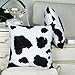 CaliTime Pack of 2 Cozy Fleece Throw Pillow Cases Covers for Couch Bed Sofa Farmhouse Animal Skin Pattern Printed Both Sides 18 X 18 Inches Cow