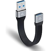 Poyiccot Short USB 3.0 Extension Cable, 5inch Flat FPC USB Extension Cable 10Gbps, Type A Male to Female Extender Cable Compa