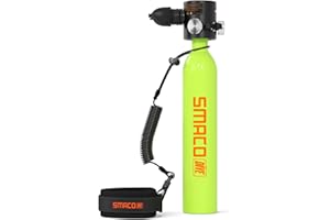 SMACO S300 Plus Mini Scuba Tank 0.5L Lung Air Tank Portable Mini Diving Tank Reusable Pony Bottle up to 10 Minutes Dive Time Backup Diving Oxygen Cylinder for Underwater Exploration Rescue