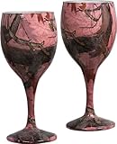 Pink Camo Wine Glasses Set/2