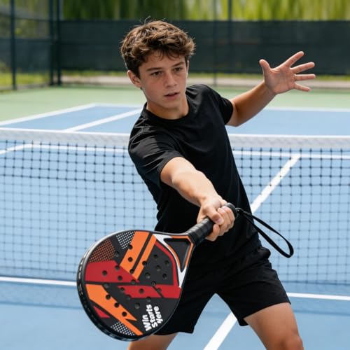 Padel Racket for Beginners and Youth Lightweight Padel Racket 330g ABS Surface Non-slip Grip Adjustable Safety Cord Ideal for Training and Matches
