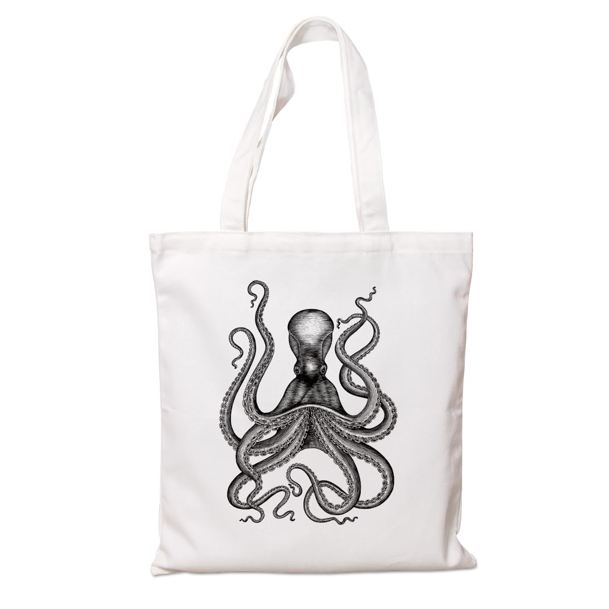 Photo 1 of Aesthetic Tote Bag for Women, Marine Animals Canvas Tote Bag, Trendy Simple Octopus Cotton Handbag for Shopping Work Daily Vacation, Ocean Lover Gifts, Reusable Canvas Grocery Shopping Bags 189