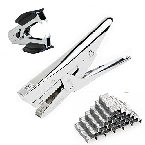 Chris.W Metal Plier Stapler with 2000Pcs 24/6 Staples and Remover Set - 20 Sheets Capacity - Full Desktop Office Size Work