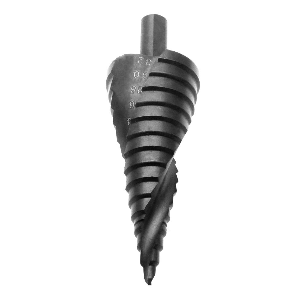 Step Drill Bit BE-TOOL 4-32mm Spiral Grooved Drill Nitrogen Treatment HSS Spiral Grooved Step Drill Bits Hex Shank Metric for DIY Plastic Wood Metal Aluminum Copper