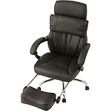 アイリスプラザ オフィスチェア 170度リクライニング ハイバックチェア レザーブラック