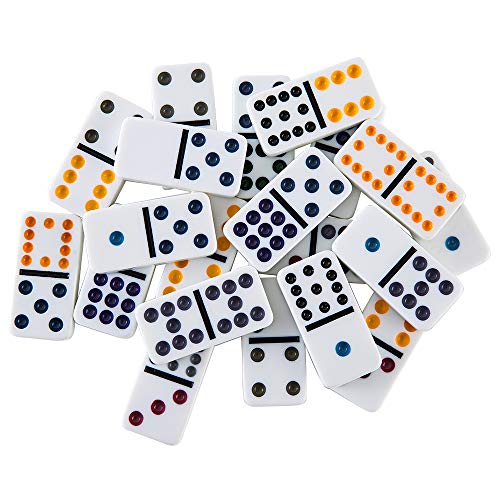 Homwom Double 12 Dominoes Set - Mexican Train Dominoes Double 12 Color Dot Dominoes with Aluminum Case