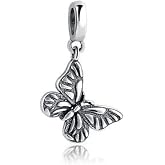925 Sterling Silver Charm Bead For Pandora &amp; Similar Charm Bracelets or Necklaces (Spring Summer Monarch Butterfly)