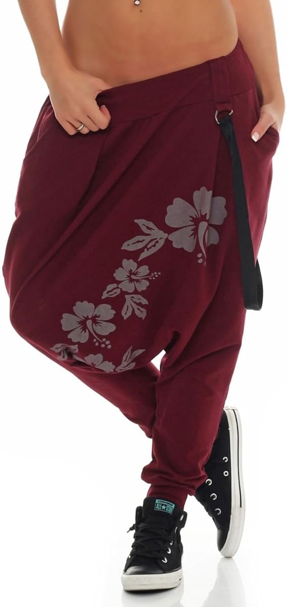 Malito Boyfriend Suspenders Twist Baggy Trousers Aladdin Bloomers 91085 Women One Size (Bordeaux), 8-14