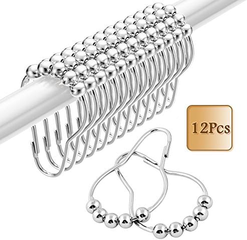 Chrome Roller Ball Shower Curtain Hooks In Silver-Tone (Set Of 12)