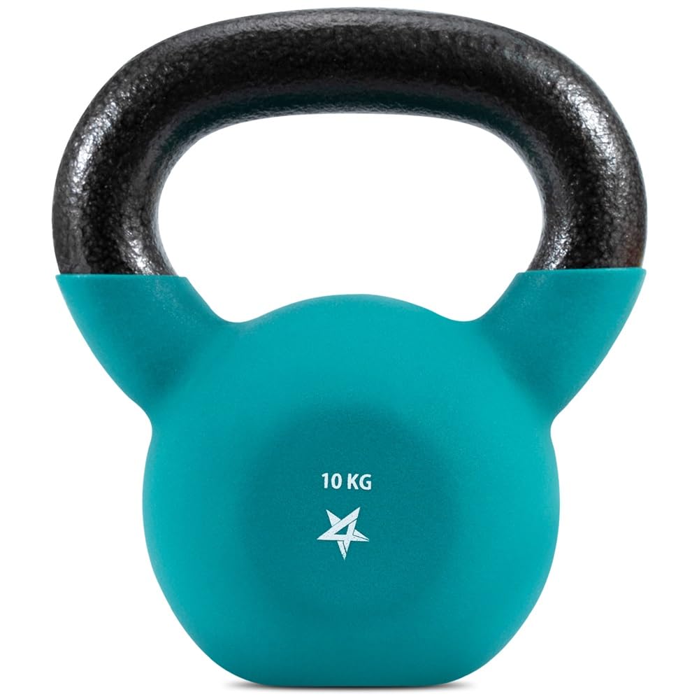 Yes4All YCBQ Neoprene Coated Kettlebell Weights, Strength Training Kettlebells - 10KG Teal