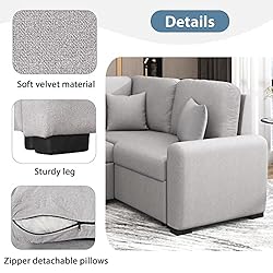 3 in 1 Convertible Sectional Sofa with Pull Out Bed