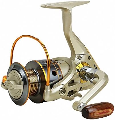 DueWork Wooden Handle Spining Fishing Reels with 5.5:1 Gear Ratio 10/12BB, Left/right Interchangeable for Freshwater and Saltwater 1000 2000 3000 4000 5000 6000 7000 Series