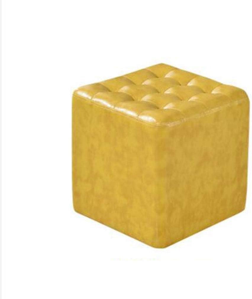 DFFS Modern Tufted Cube Pouf Ottoman Footstool in Leather, Home Living