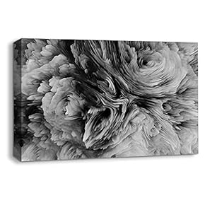 Canvas Wall Art Abstract Black and White Painting Artwork for Home Prints Framed - 12x18 inches
