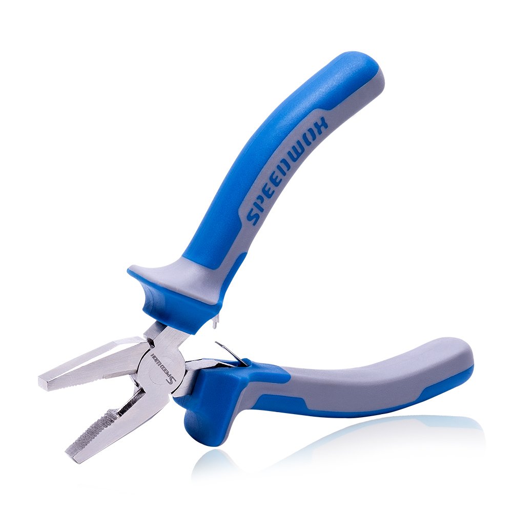 SPEEDWOX Micro Lineman's plier Mini Combination Pliers 5 Inches Small Wire Cutters for Jewelry Making Precision Fine Serrated Jaw Craft Hand Tools with Spring Chrome Vanadium Steel