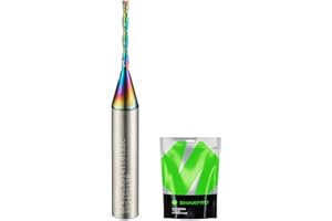 Sharpro 1/16 Downcut Router Bit 1/4 Shank, Spiral CNC Router Bits with Coating, Down Cut Carbide End Mills for Woodcraft, Engraving, Mortising, Acrylic and Aluminum,1/2" CL, 2" OVL