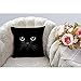 HGOD DESIGNS Cat Pillow Case,Cute Black Cat Face with Black Eye Cotton Linen Square Cushion Cover Pillowcase for Men Women Home Decorative Sofa Armchair Bedroom Livingroom 18 x 18 inch