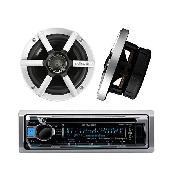 New-KMR-D365BT-Kenwood-Marine-Boat-Bluetooth-CDMP3-USB-iPod-iPhone-Pandora-Stereo-Player-2-Component-Polk-Audio-Speakers-System-With-Enrock-Marine-Antenna-Marine-Audio-Kit