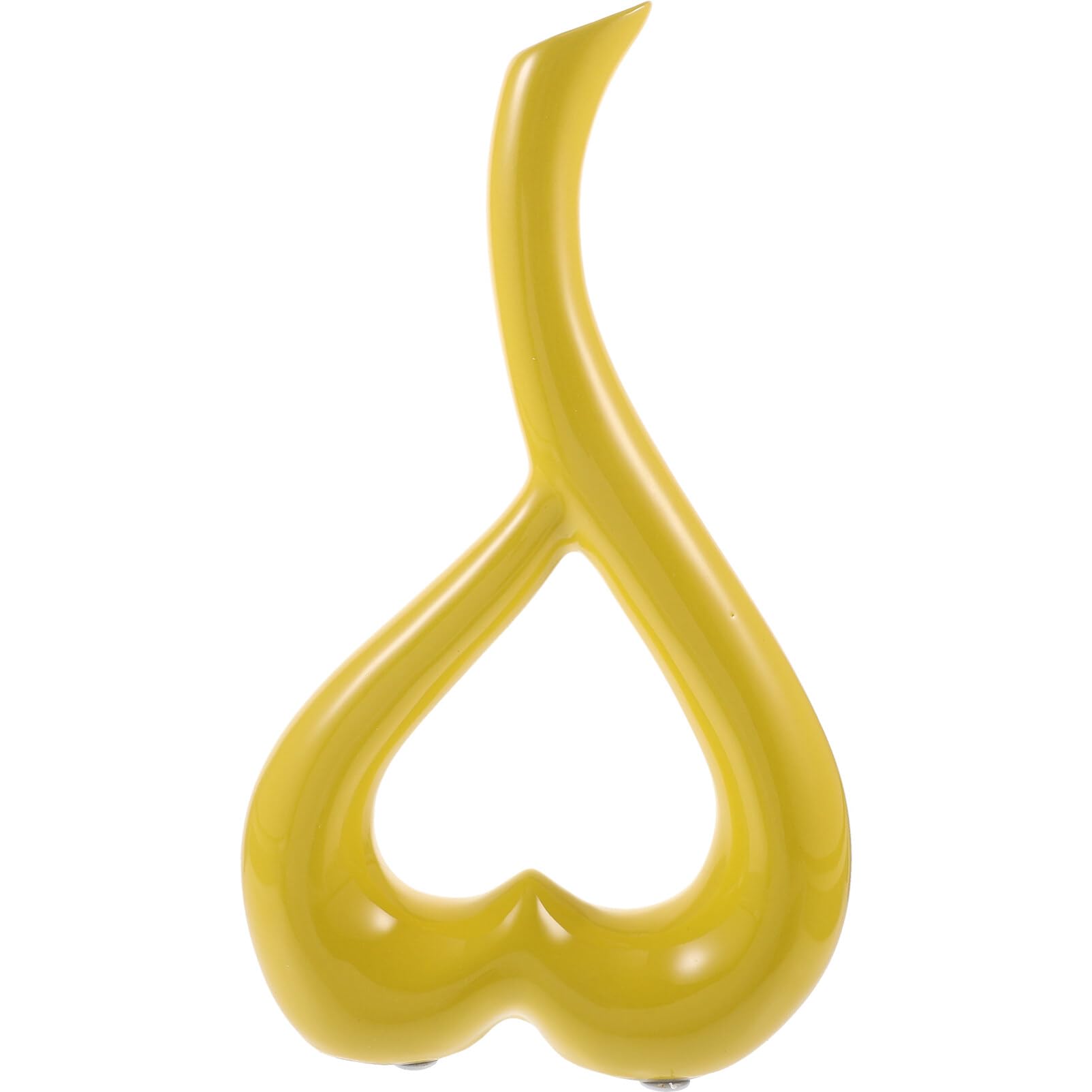 IMIKEYA Heart Shaped Ceramic Vase for Home Decor - Yellow Flower Vase Ornaments Modern Aesthetic s Decorative Nordic Centerpieces for Dining Table, Wedding,Bedroom,Living Room Office