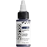 GOLDEN High Flow Acrylics, Prussian Blue Hue, 1 fl. oz. Bottle | Artist grade paint blending the strength of acrylic and versatility of ink for spraying, drawing, staining and mixed media.