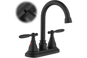 SUPWORK Bathroom Faucet Matte Black 360 Degree High Arc Swivel Spout 4 Inches Centerset Vanity Faucet Modern Bathroom Faucets 3 Holes Lavatory Faucet Lead-Free